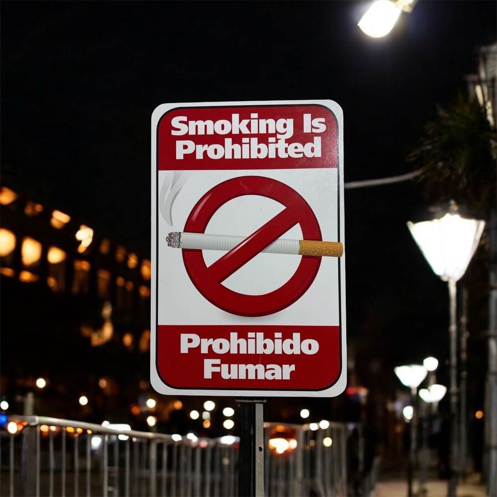 Smoking Is Prohibited" Prohibido Fumar" Spanish. Aluminum Sign 11"3/4" X 17"3/4"